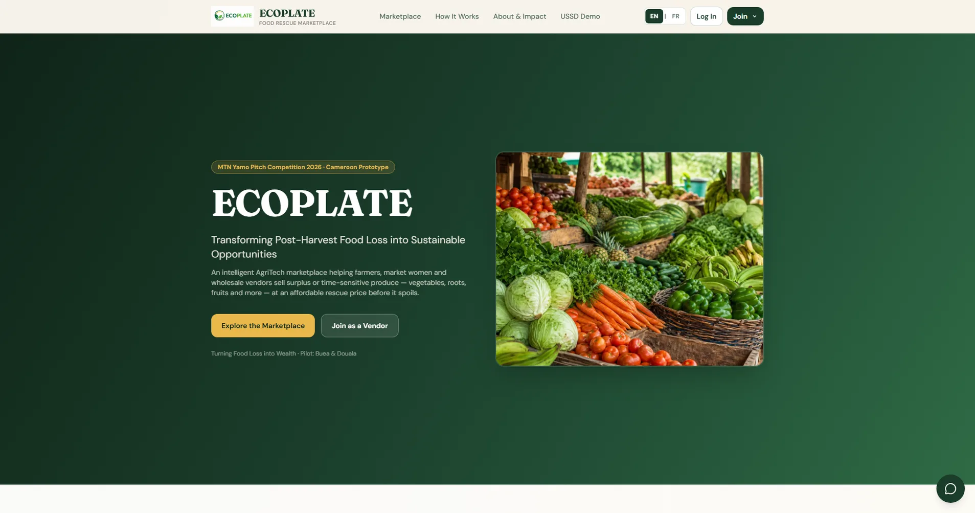 EcoPlate AgriTech marketplace homepage
